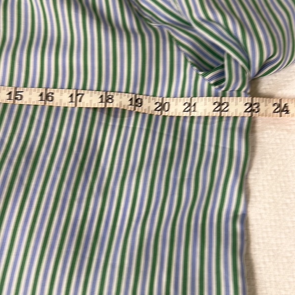 Ann Taylor Green/Blue/White Stripe Blouse. Size Large - Picture 6 of 7